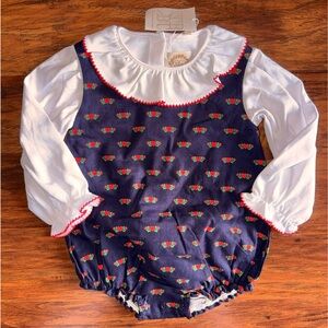 The Beaufort Bonnet Company Navy and White Kids Matching Set, Heart Print